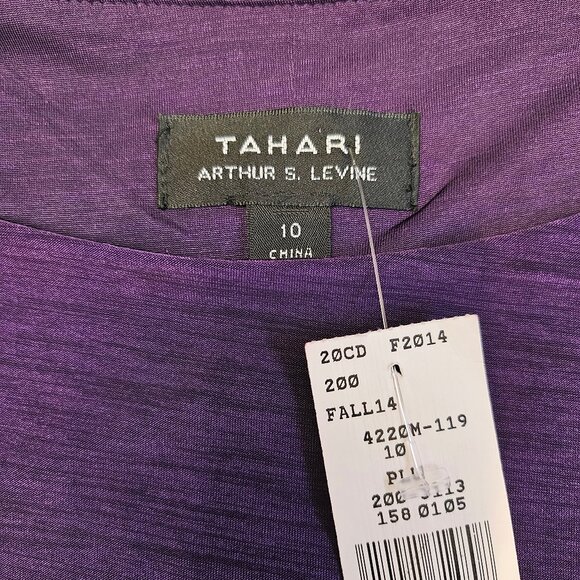 TAHARI ASL Purple Plum Tiered Sheath Dress Matte Jersey MOTB Wedding Party 10 - Picture 7 of 9